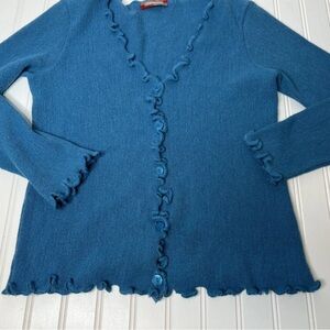 Alpafina Alpaca Womens Ruffle Trim Cardigan Sweater Women Small. 319